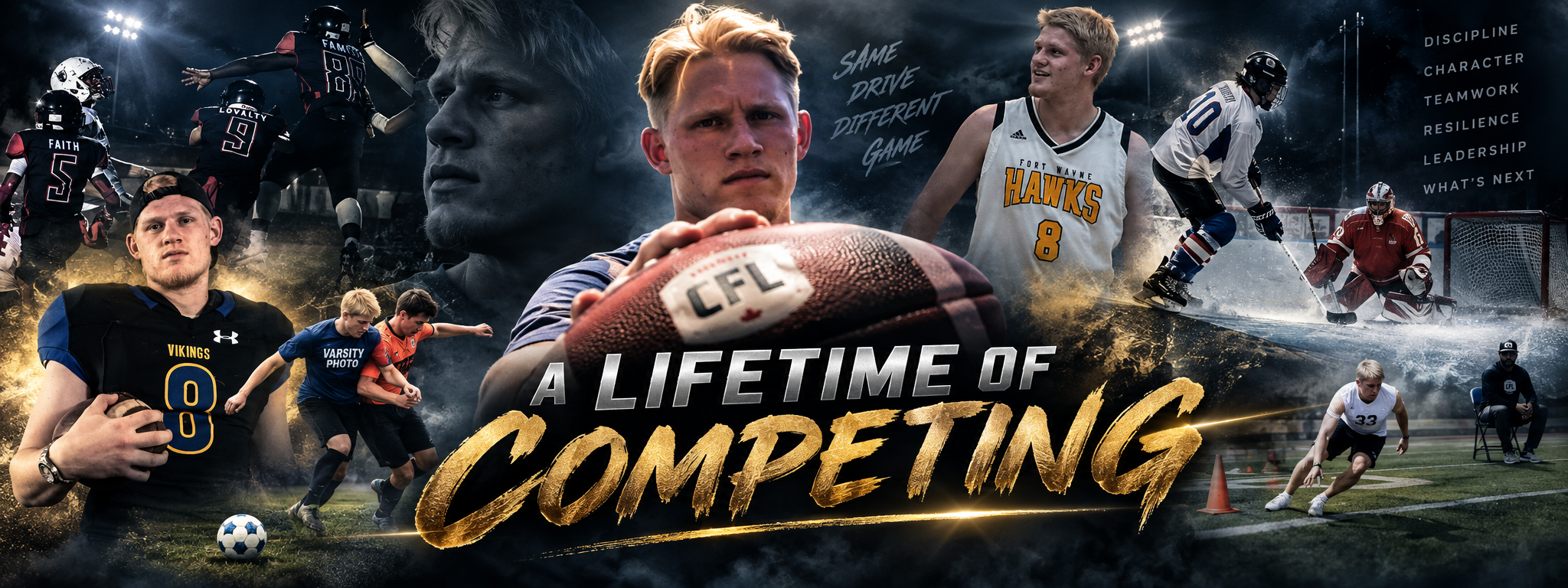 Geo's lifetime of competing across football, basketball, soccer, hockey, track, and more